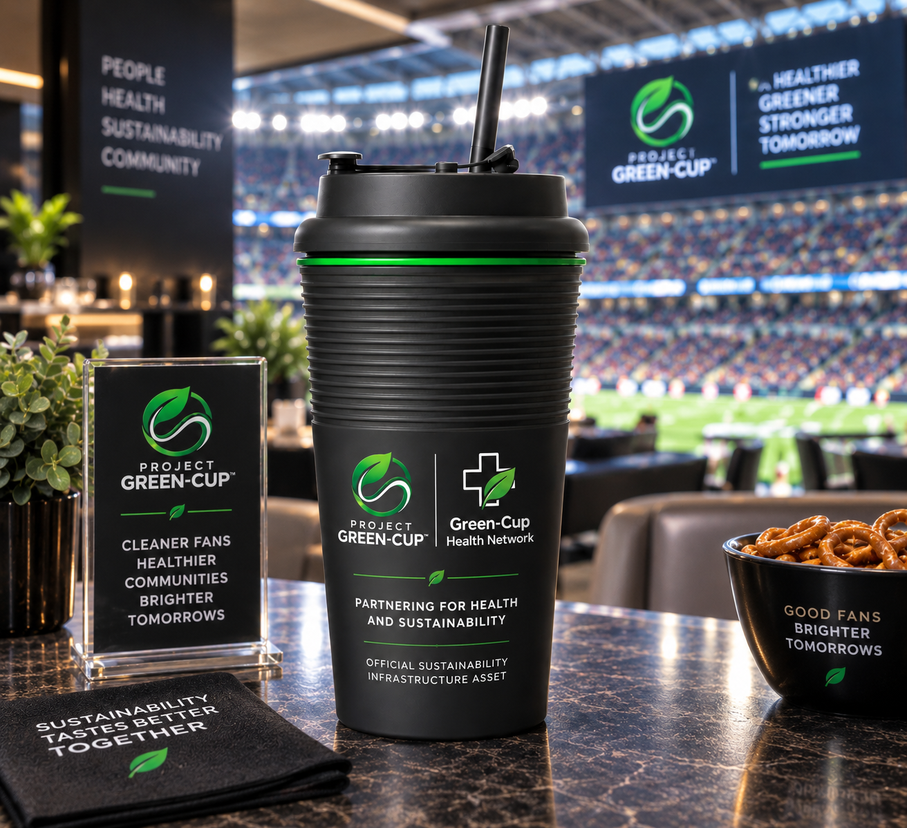 Project Green-Cup vessel co-branded with a health network